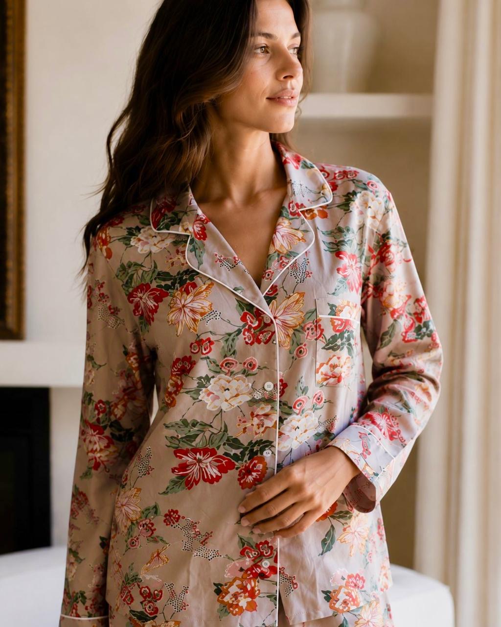 Moonlight Magic | Long Sleeve PJ | Stone Coral Floral
