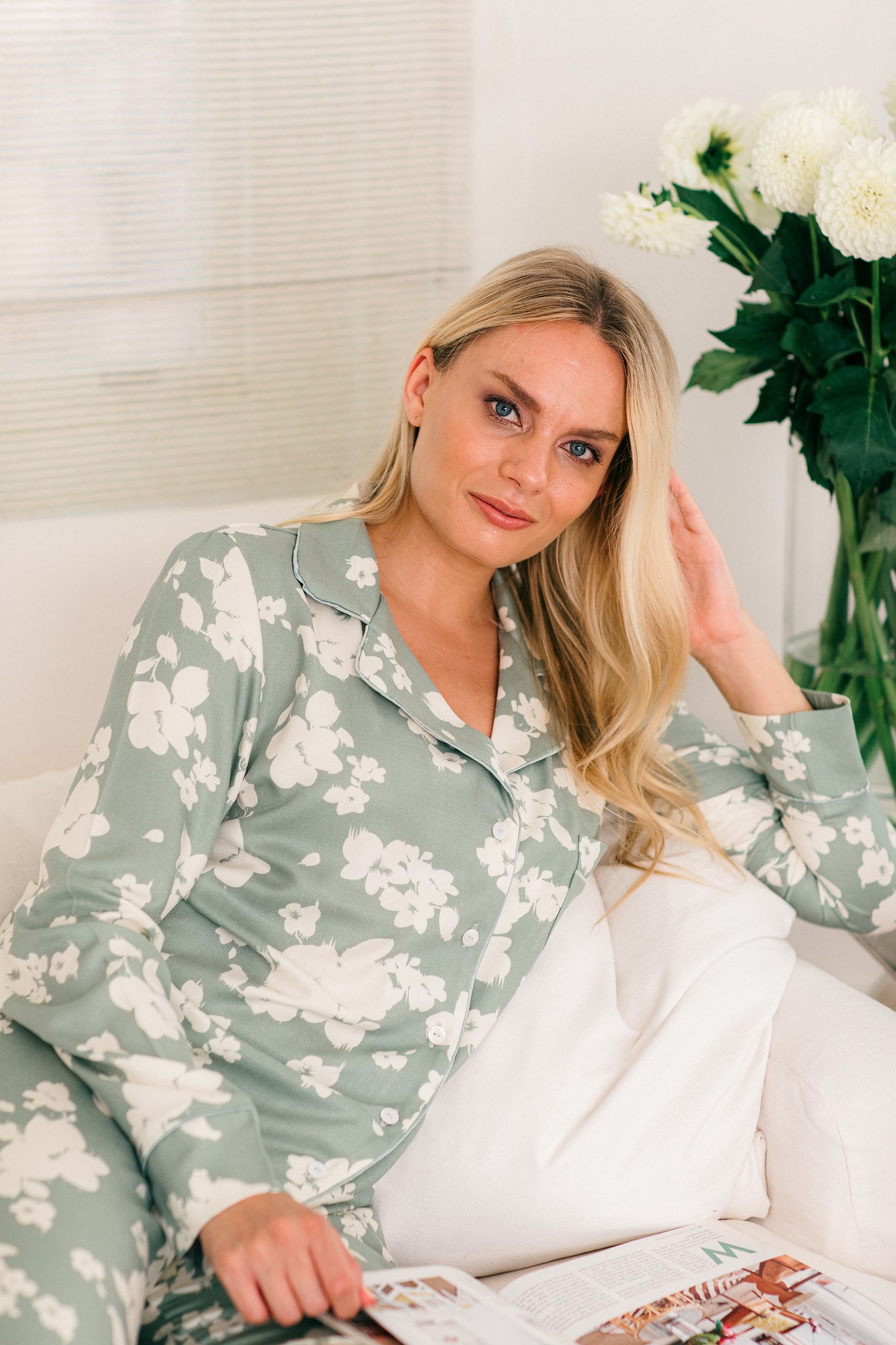 Falling Into Autumn | Classic PJ | Sage With Ivory Floral