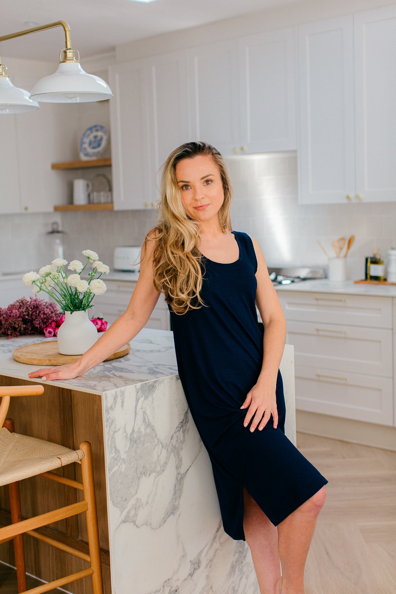 Summer Delight | Sleeveless Sleepshirt | Navy