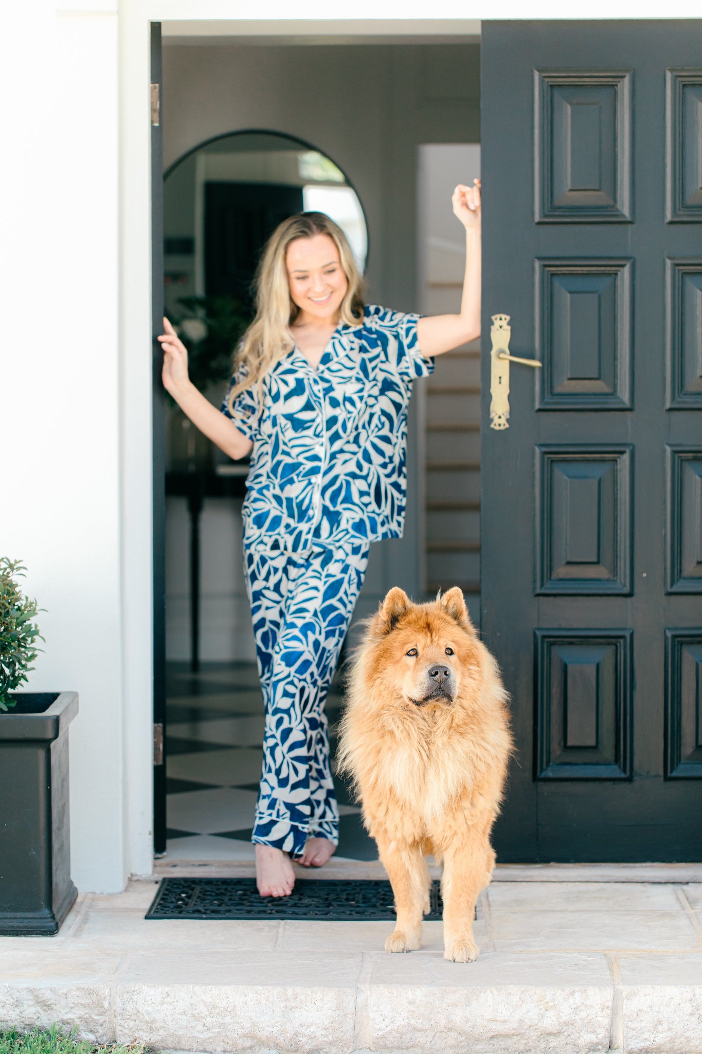 Summer Delight | Classic Short Sleeve PJ | Denim Abstract Floral