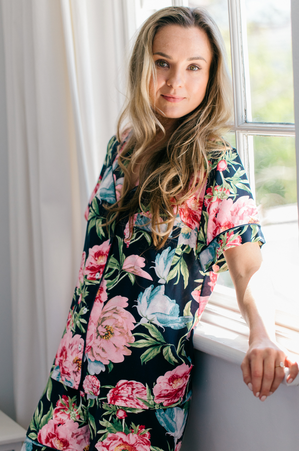 Night Time in Navy | Classic Shortie PJ | Navy Pink Floral