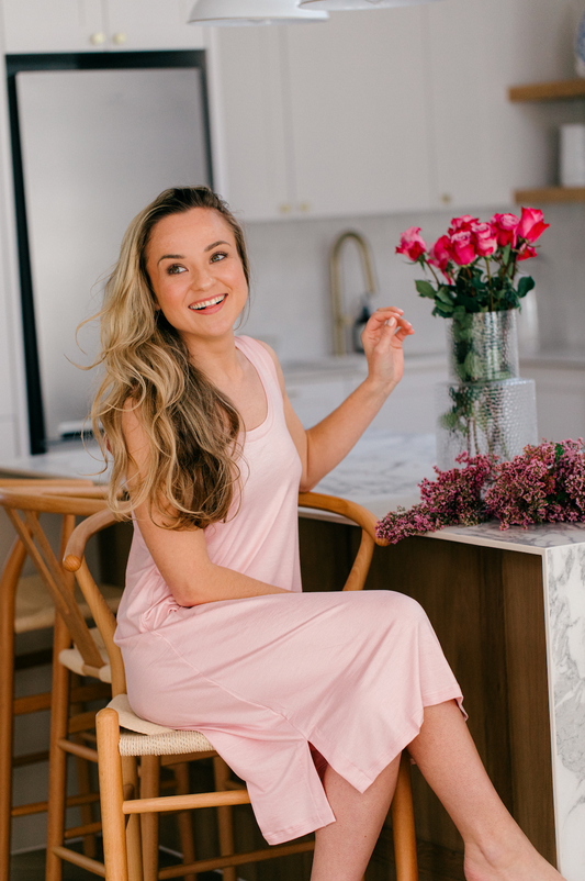 Night Time in Navy| Sleeveless Sleepshirt | Blush