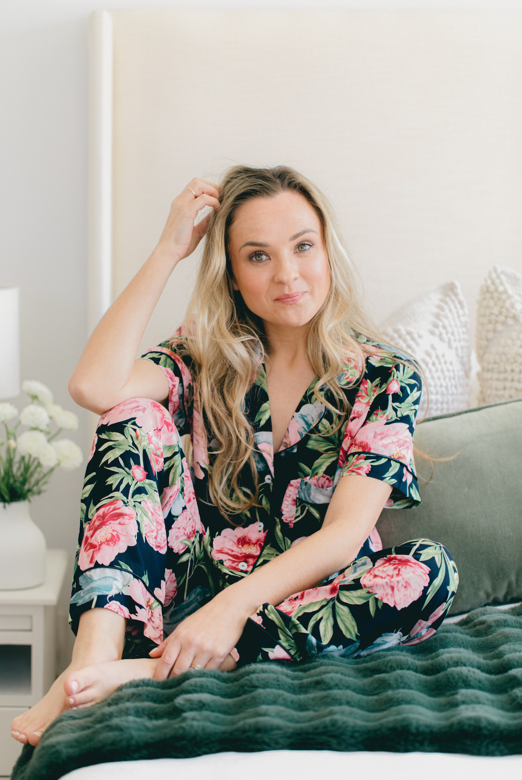 Night Time in Navy | Classic Short Sleeve PJ | Navy Pink Floral