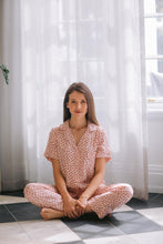 Load image into Gallery viewer, It&#39;s Spring | Classic Short Sleeve and Cropped Pant | Pale Pink with Chocolate Dot
