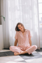 Load image into Gallery viewer, It&#39;s Spring | Classic Short Sleeve and Cropped Pant | Pale Pink with Chocolate Dot
