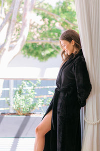 Plush Fleece Full Length Gown | Black