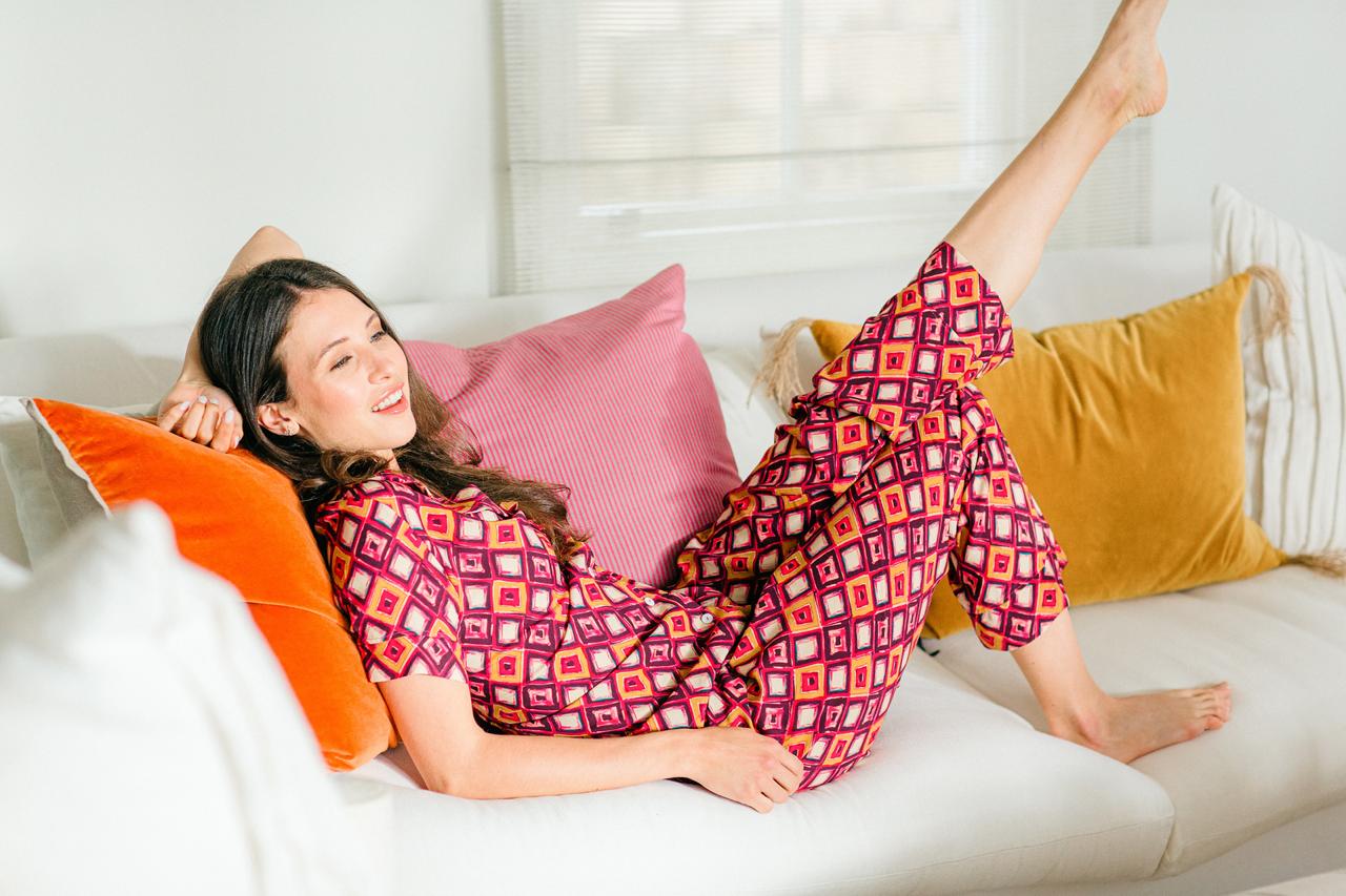 Flower Bomb | Classic Short Sleeve PJ | Bright Geometric