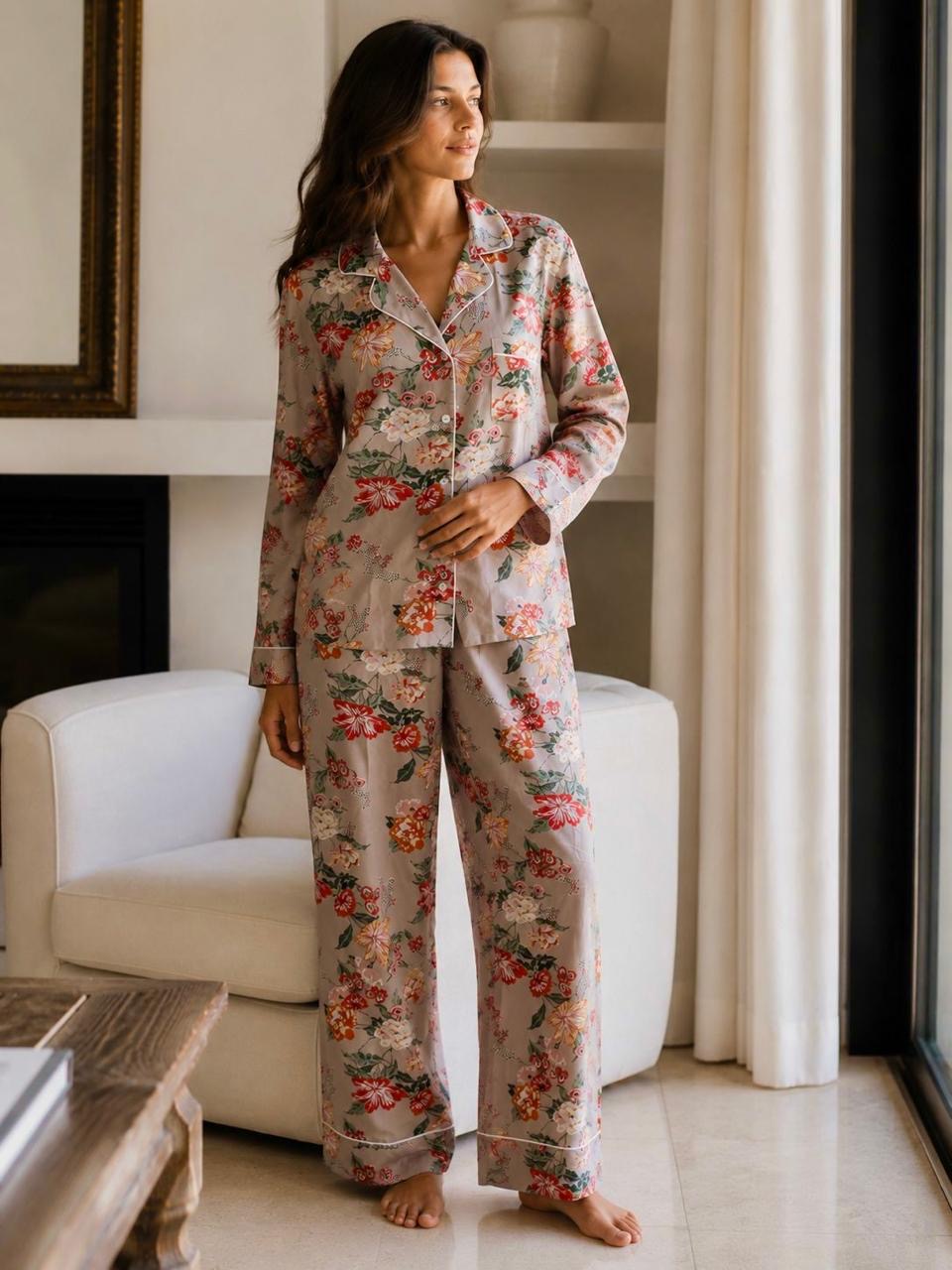 Moonlight Magic | Long Sleeve PJ | Stone Coral Floral