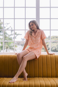 Pretty Poppy | 100% Cotton Classic Shortie PJ | Orange Daisy
