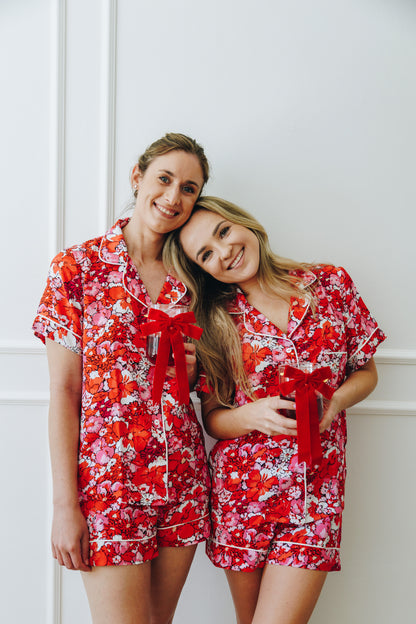 The Holiday Collection | Classic Shortie PJ | Pink Red Floral