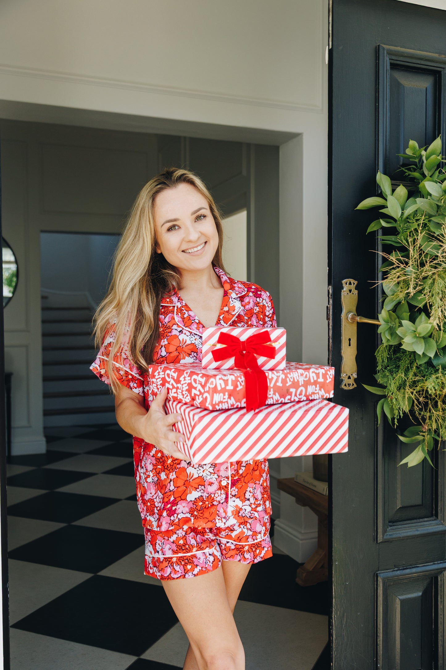 The Holiday Collection | Classic Shortie PJ | Pink Red Floral