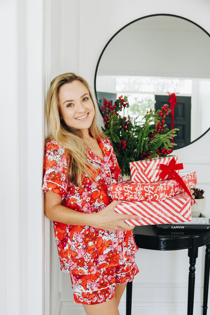 The Holiday Collection | Classic Shortie PJ | Pink Red Floral