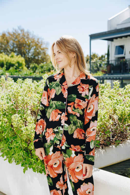 Dream A Little | Long Sleeve PJ | Dreamy Black Coral Floral