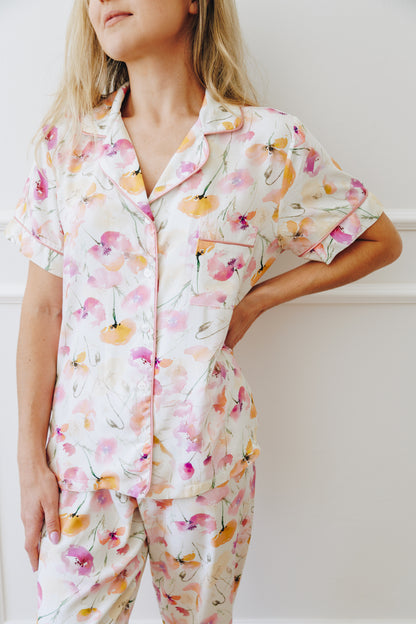 The Holiday Collection | Classic Short Sleeve PJ | Pretty Pastel Poppy