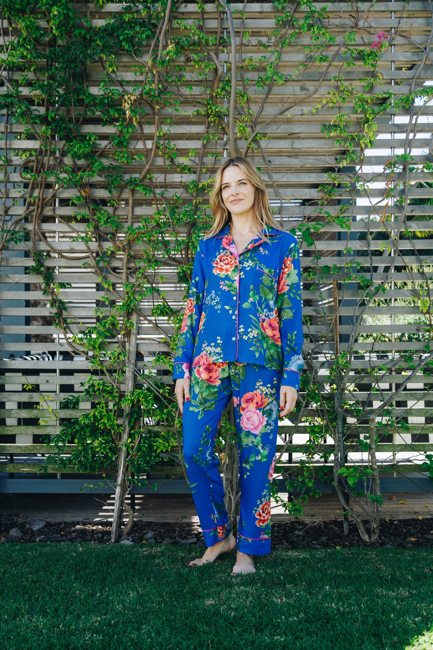 Moonlight Magic | Long Sleeve PJ | Bright Blue Garden Floral