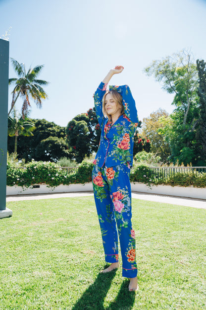 Moonlight Magic | Long Sleeve PJ | Bright Blue Garden Floral