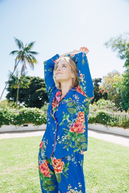 Moonlight Magic | Long Sleeve PJ | Bright Blue Garden Floral