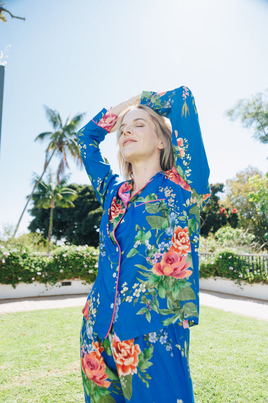 Moonlight Magic | Long Sleeve PJ | Bright Blue Garden Floral