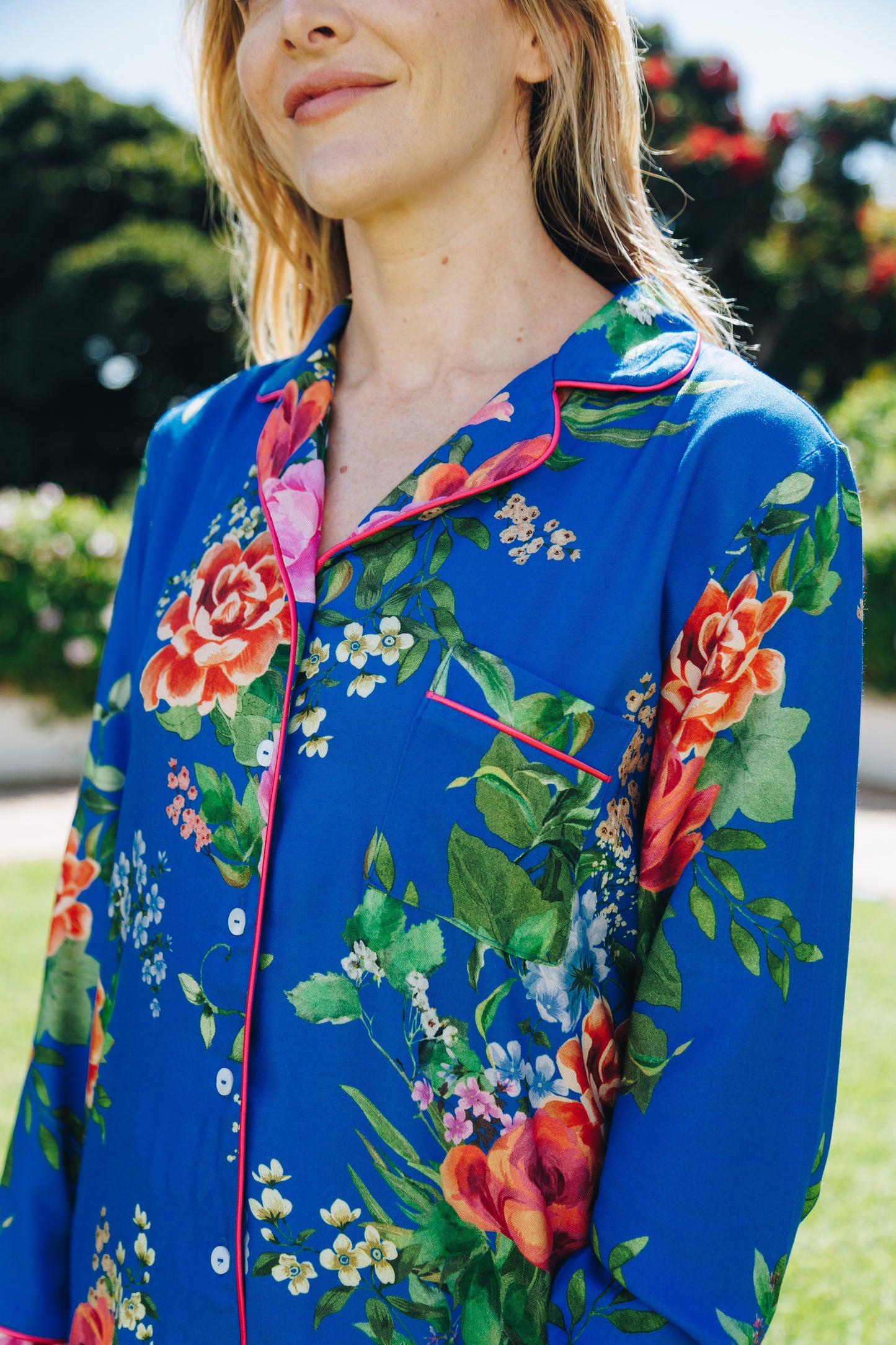 Moonlight Magic | Long Sleeve PJ | Bright Blue Garden Floral