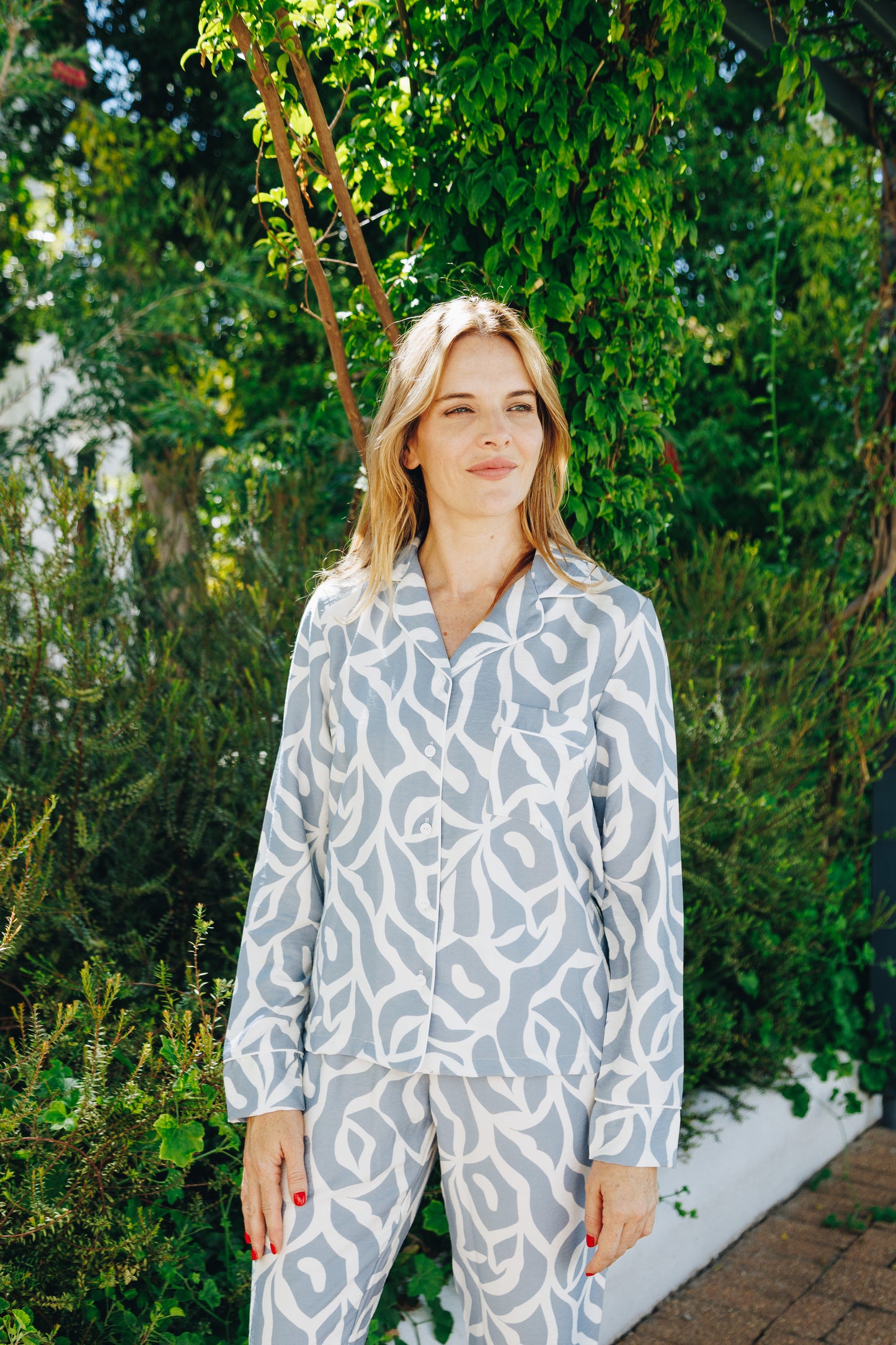 Moonlight Magic | Long Sleeve PJ | Blue Geometric