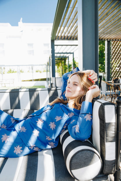 Moonlight Magic | 100% Cotton Long Sleeve PJ | Inky Blue Floral