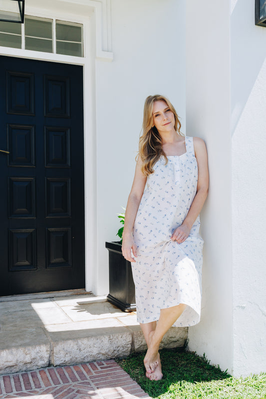 Bedtime Blues | Nightie | White & Blue Ditsy Floral