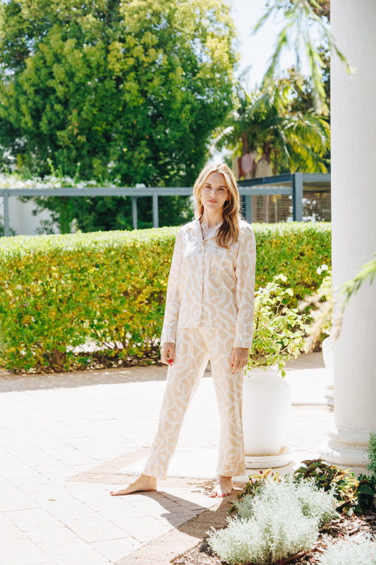 Dream A Little | Long Sleeve PJ | Biscuit Geometric