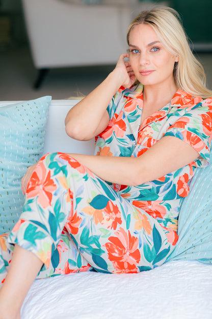 Summer Bliss | Classic Short Sleeve PJ | Coral Hibiscus