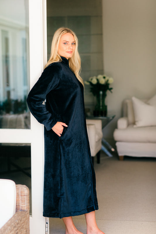 Goodnight Sleep Tight | Zip Gown | Navy