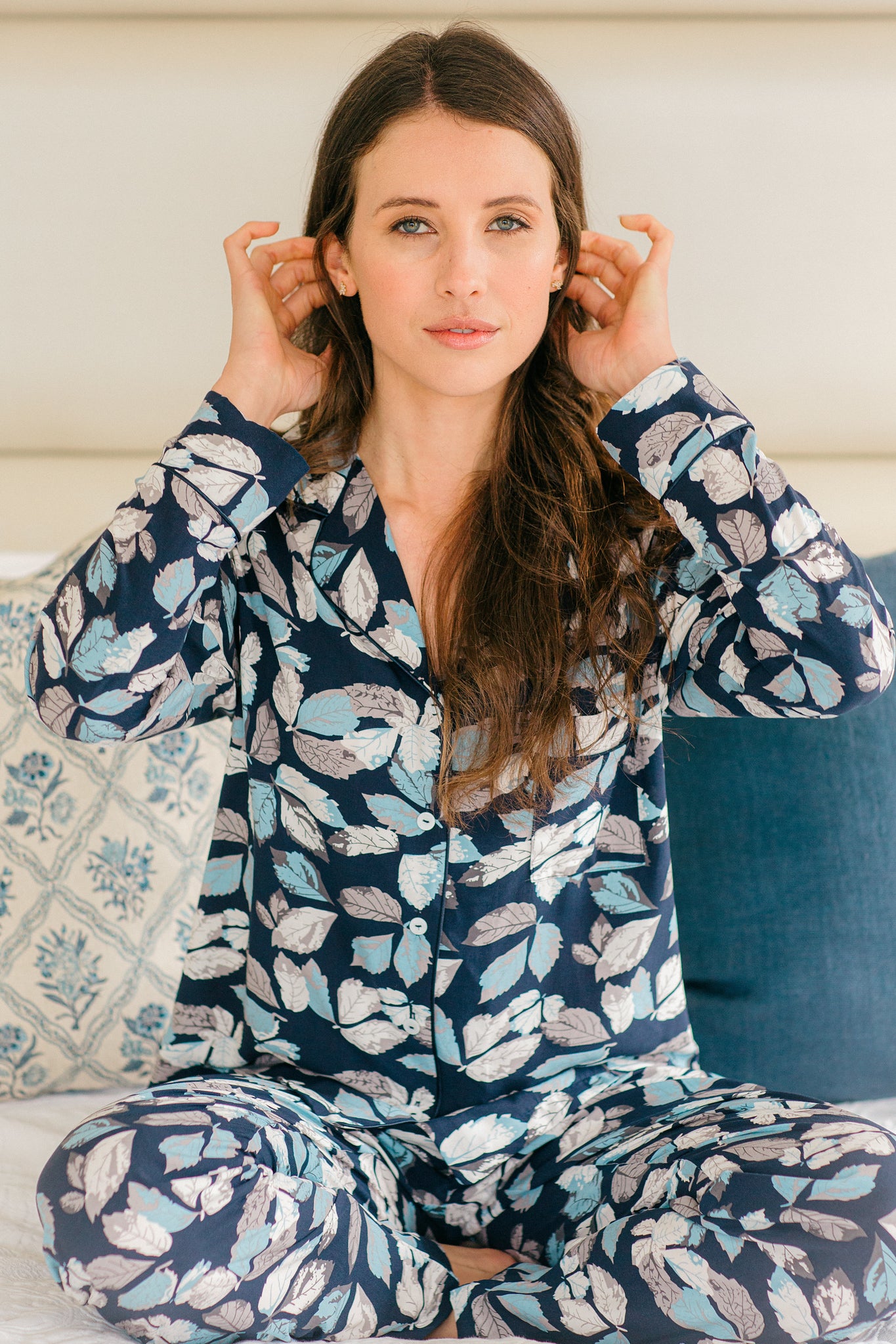Blissful Blues | Classic PJ | Navy Leaf
