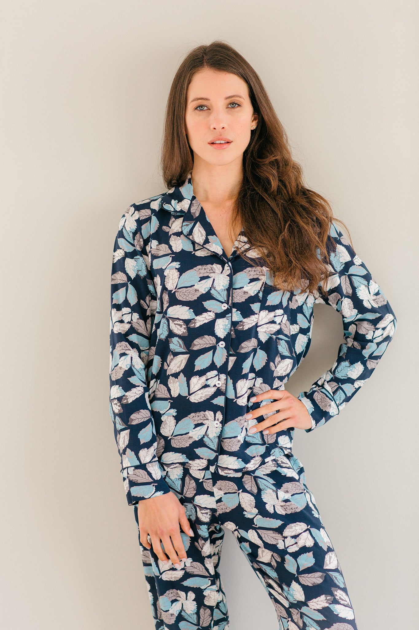 Blissful Blues | Classic PJ | Navy Leaf