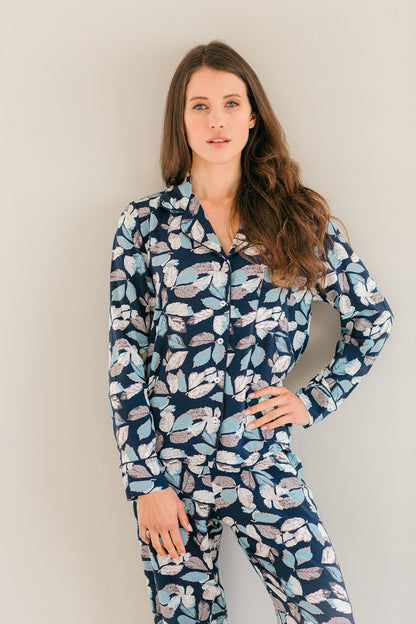 Blissful Blues | Classic PJ | Navy Leaf