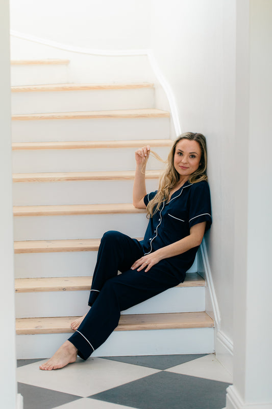 Summer Delight | Classic Short Sleeve PJ | Navy