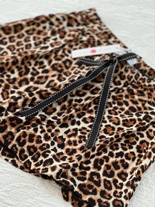 Sandy Sky Collection | Summer Shorts | Leopard with Black Ribbon