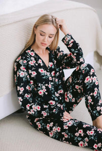 Kiss Me Goodnight Collection | Classic PJ | Black Floral