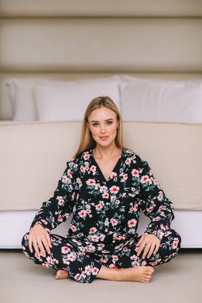 Kiss Me Goodnight Collection | Classic PJ | Black Floral